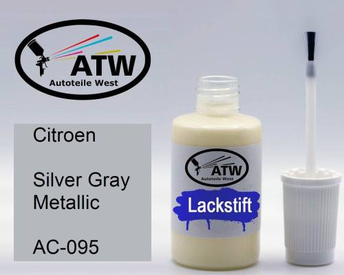 Citroen, Silver Gray Metallic, AC-095: 20ml Lackstift, von ATW Autoteile West.